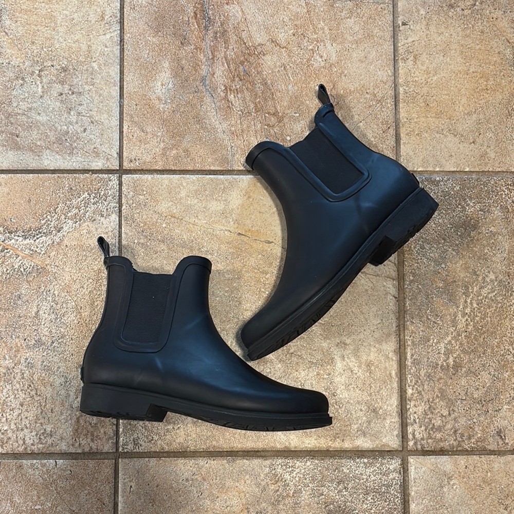 J Crew Black Chelsea Rain Boots